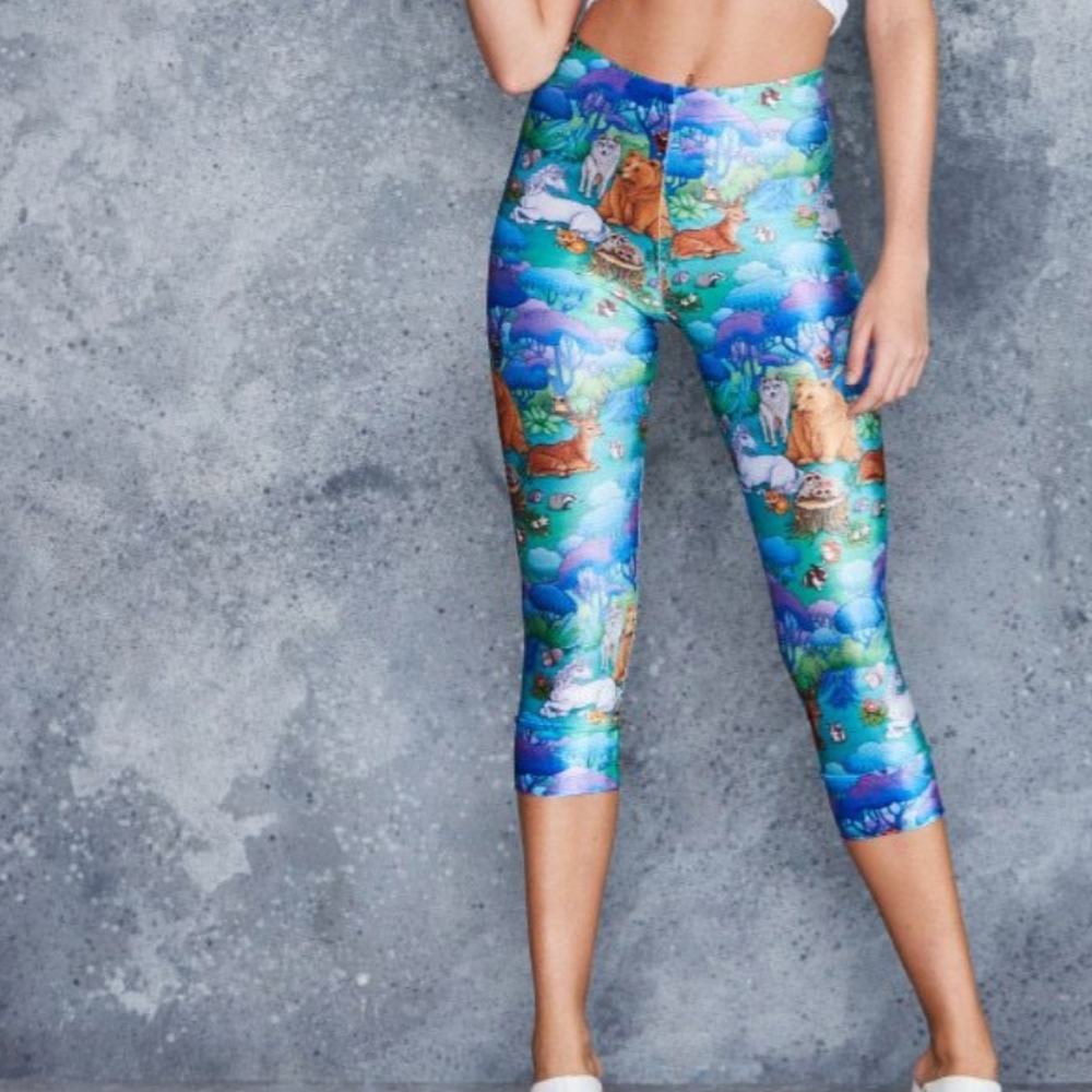 Blackmilk Into the Woods Velvet Cropped Leggings - Picture 1 of 12
